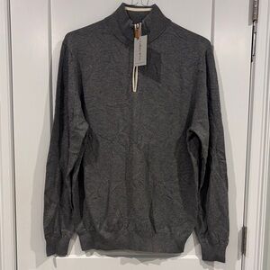 Collars & Co Cotton and Cashmere Quarter Zip Sweater Large